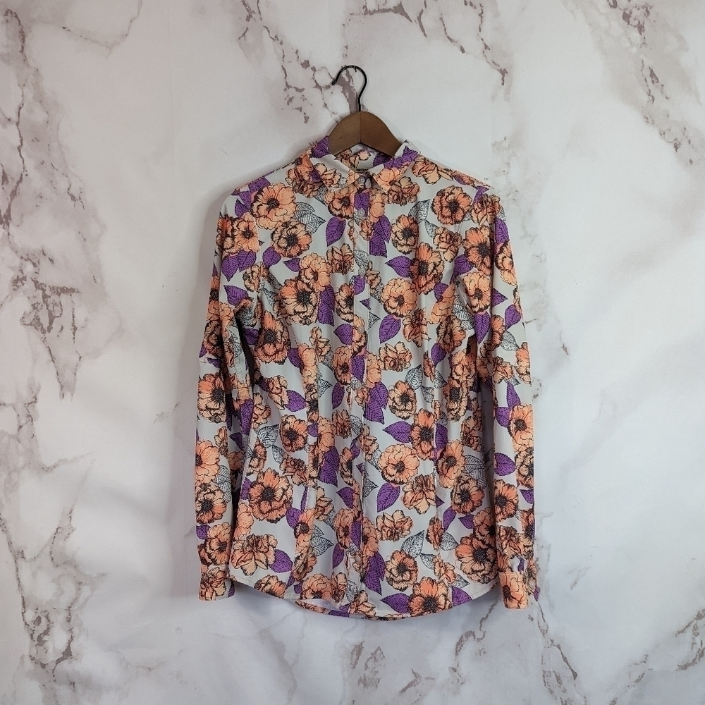 Duluth Trading Shirt Button Up Floral Size XS Women Sidewinder Gardening Print